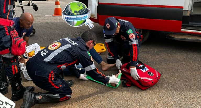 Passageira de moto sofre fratura em colisão na Pinheiro Machado