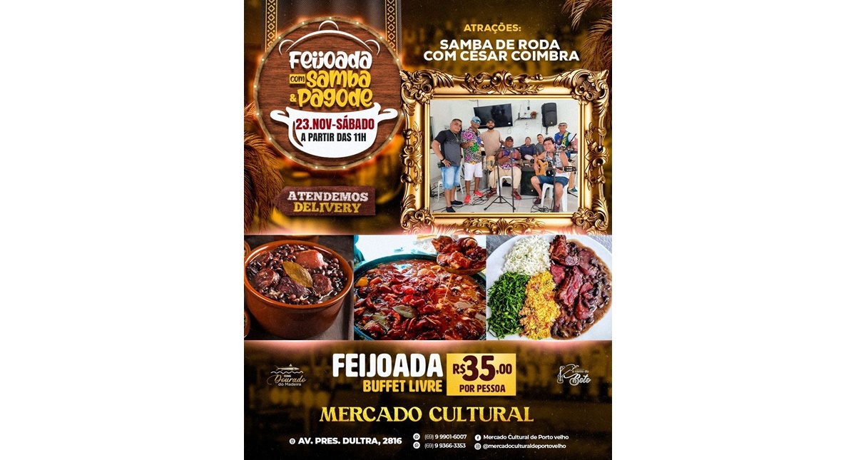 EVENTO - Confira os shows da Feijoada do Mercado Cultural; à noite terá shows de grupo de forró - News Rondônia EVENTO - Confira os shows da Feijoada do Mercado Cultural; à noite terá shows de grupo de forró - News Rondônia
