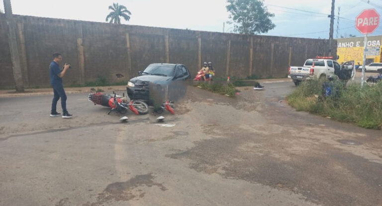 Condutora de motocicleta fica ferida em acidente na Rua T-14, em Ji-Paraná
