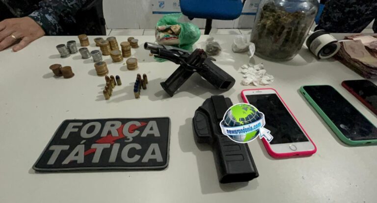 Vulgo “LP” é preso com pistola, drogas e dinheiro em boca de fumo no Mariana