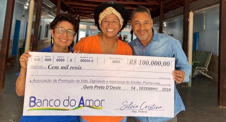 Casa de Acolhimento do Idoso em Ouro Preto D'Oeste contemplada com R$ 100 mil