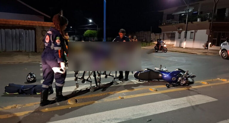 Acidente entre motocicleta e bicicleta deixa feridos, em Ji-Paraná