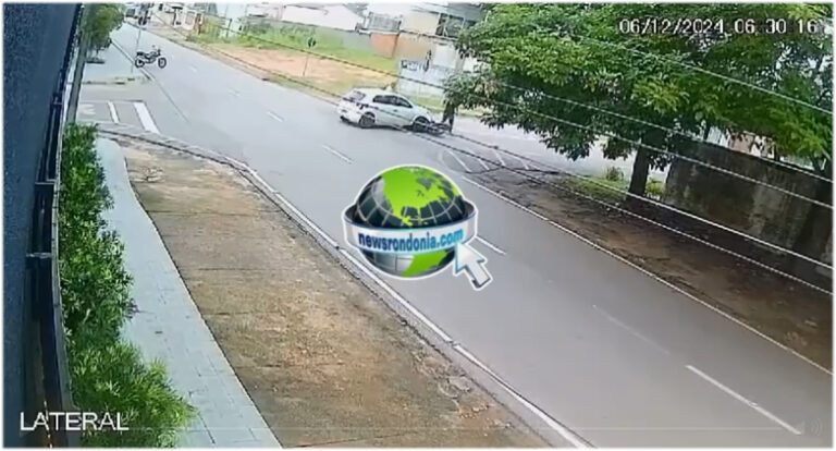 Câmera flagra moto aplicativo na contramão sendo atropelado por carro no centro
