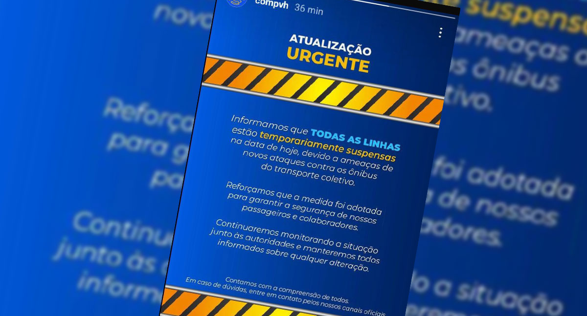 Transporte coletivo é temporariamente suspenso em Porto Velho por questões de segurança - News Rondônia