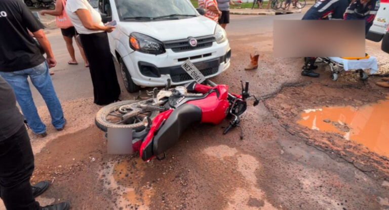 Motociclista fica gravemente ferido em acidente de trânsito, em Ji-Paraná