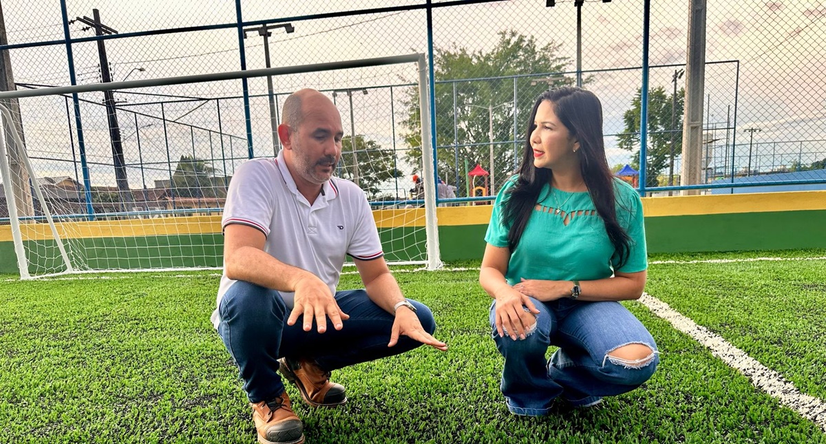 Cristiane Lopes acompanha fase final da revitalização do Campo do Abobrão e destaca investimento de R$ 3 milhões para a obra - News Rondônia