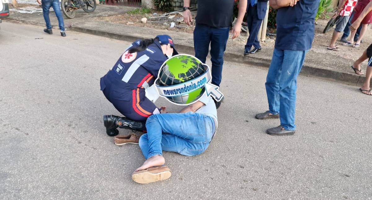 Motociclista é atropelado por caminhonete na Pinheiro Machado - News Rondônia