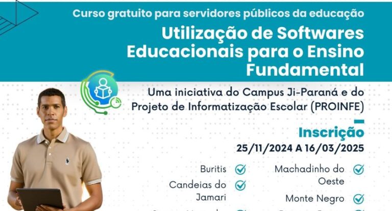 Campus Ji-Paraná abre inscrições para formação continuada em utilização de softwares educacionais para o ensino fundamental