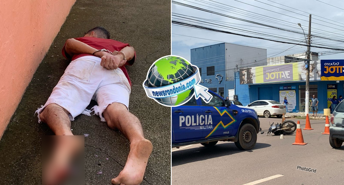 Criminoso é preso depois de fazer assalto e sofrer acidente de moto no centro