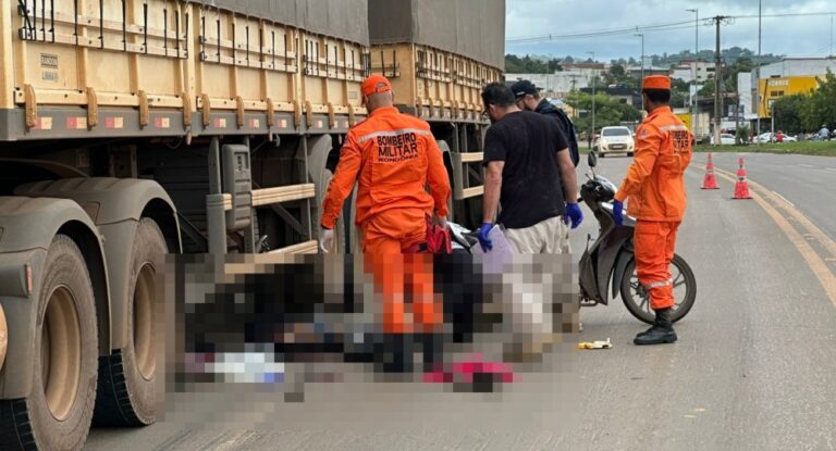 Motociclista morre esmagado por carreta na BR-364