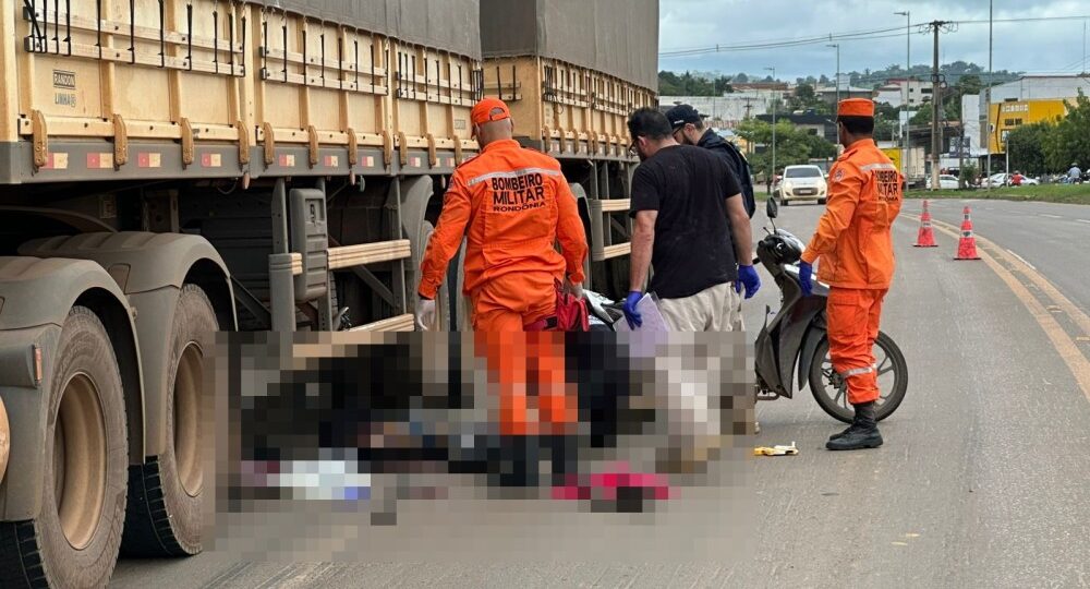 Motociclista morre esmagado por carreta na BR-364