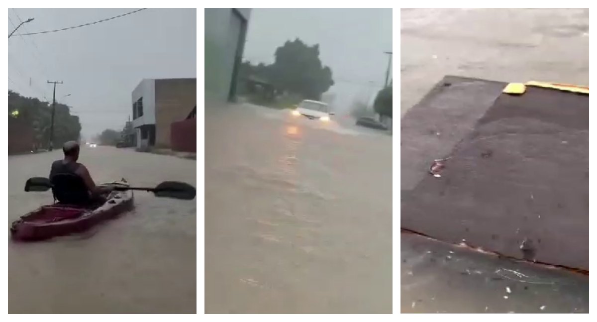 Fortes chuvas causam alagamentos em Porto Velho e moradores usam caiaque para se locomover - News Rondônia