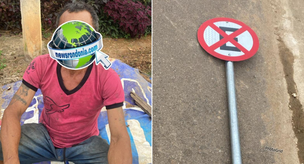 PM flagra ladrão furtando placa de sinalização na zona leste - News Rondônia