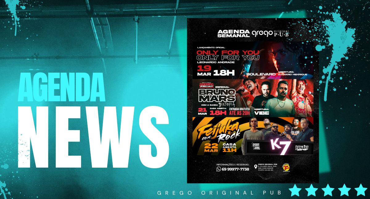 Agenda News: Nesta quarta-feira, Grego Original Pub abre a semana com lançamento especial de Leonardo Andrade - News Rondônia