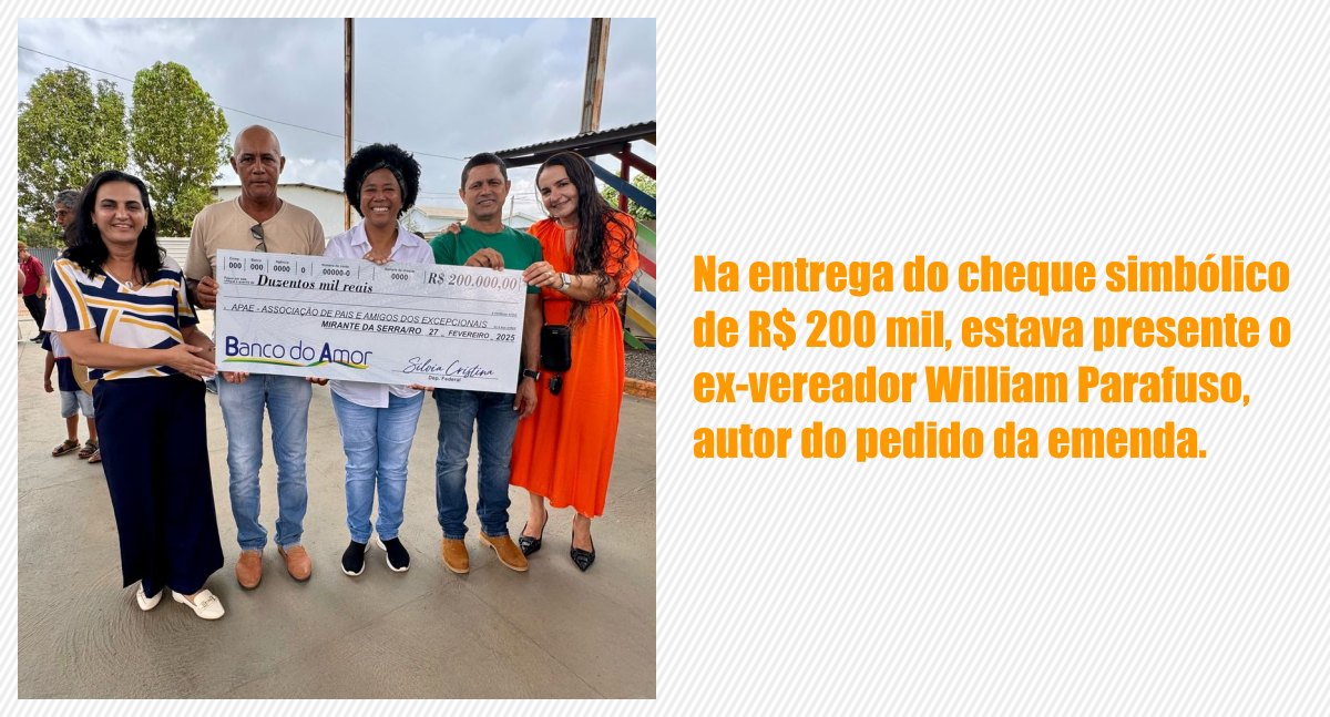 Recurso será aplicado na compra de terreno para ampliar sede da Apae e aumentar atendimentos - News Rondônia