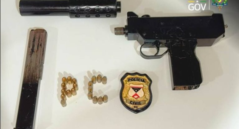 Polícia Civil de Rondônia prende homem com submetralhadora em Candeias do Jamari