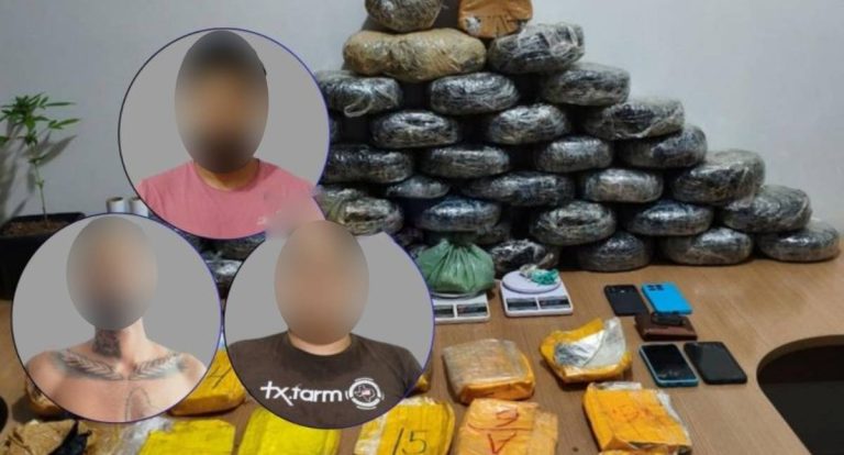 Trio é preso com 38 kg de drogas, arma e veículos em operação no bairro Cidade Alta