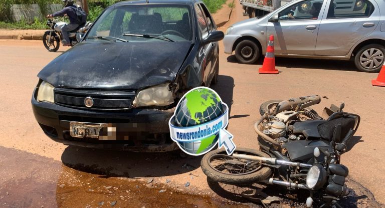 Carro avança cruzamento e atropela motociclista na zona leste
