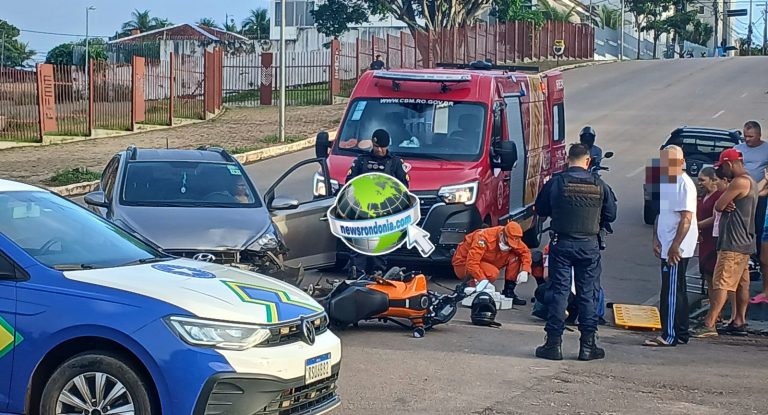 Motociclista sofre fratura exposta em batida de frente com HB20 na Farquar