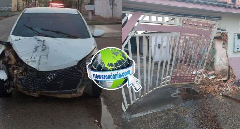 DESTRUIÇÃO: motorista foge após dar “cavalo de pau” e derrubar muro e portão de residência - News Rondônia