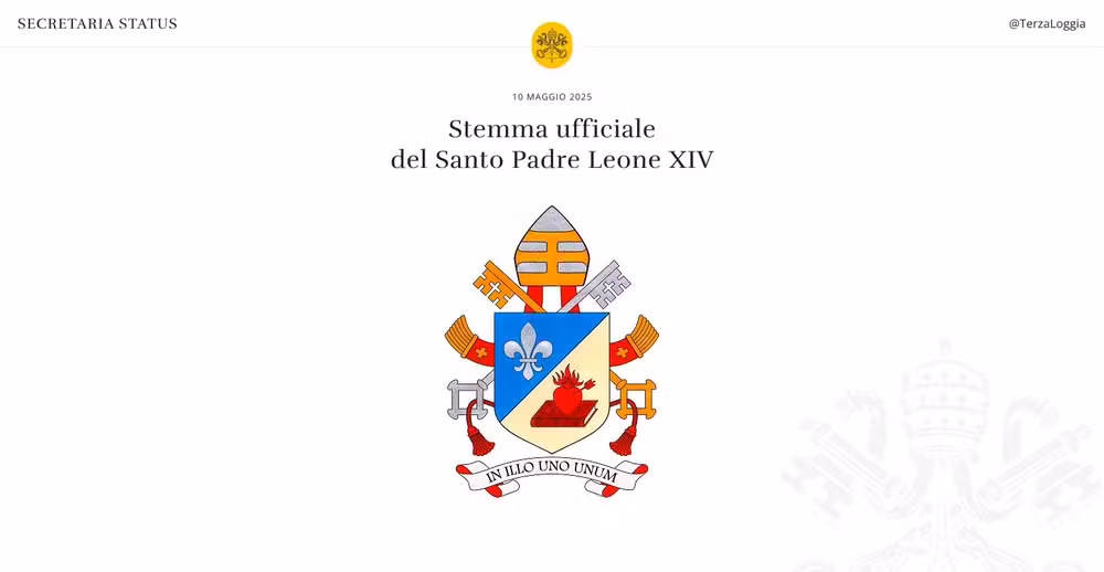 Vaticano apresenta assinatura e brasão do Papa Leão XIV com referências à tradição agostiniana