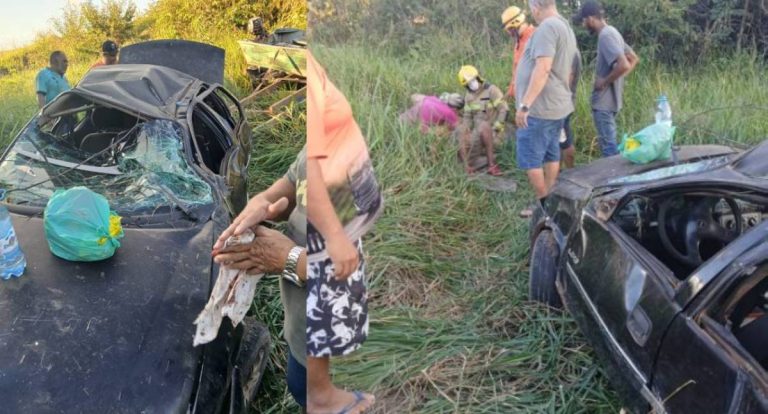 Pneu estoura e carro com cinco pescadores capota na BR-364