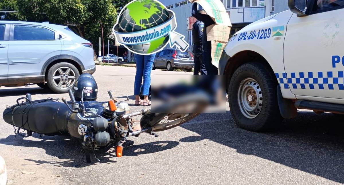 Carro avança preferencial e causa grave acidente com motociclista no centro