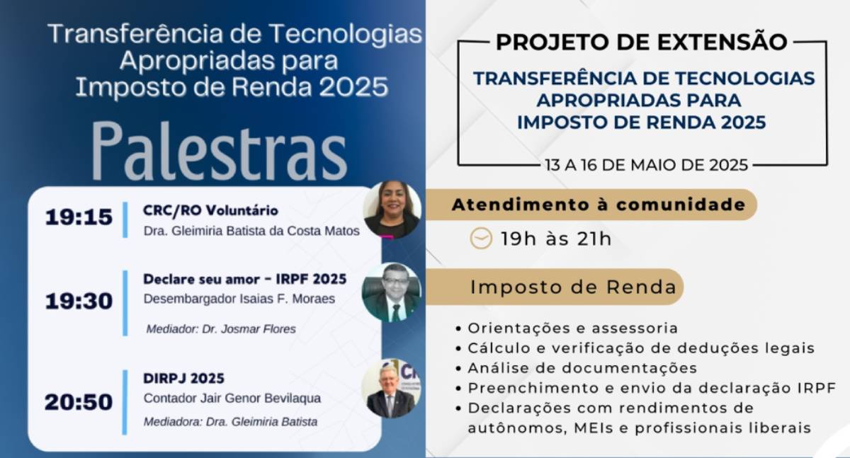 Imposto de Renda 2025: parceria entre IFRO e UNIR oferece capacitação e atendimento gratuito à comunidade em Porto Velho