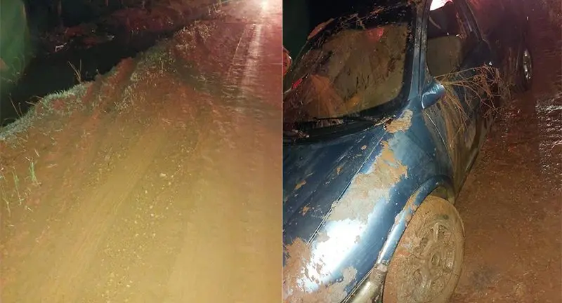 Mulher morre afogada após carro capotar e cair em vala
