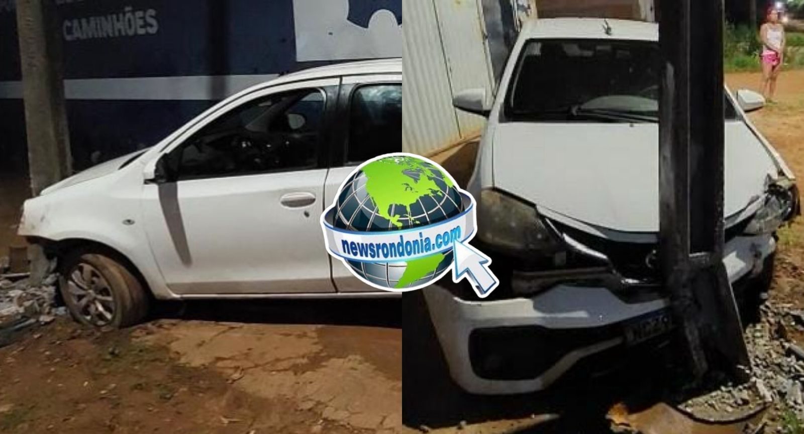 Motorista abandona carro depois de bater em poste na zona leste