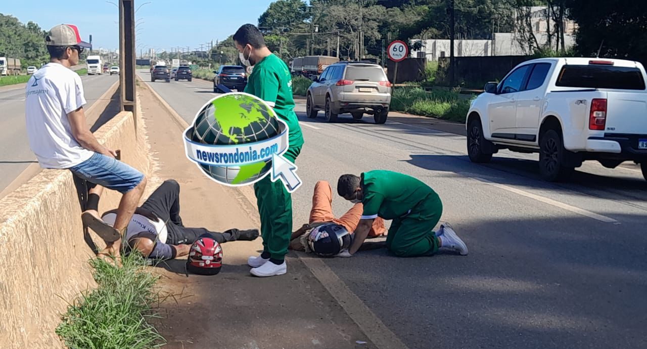 Casal sofre grave acidente de moto na BR-364 em Porto Velho