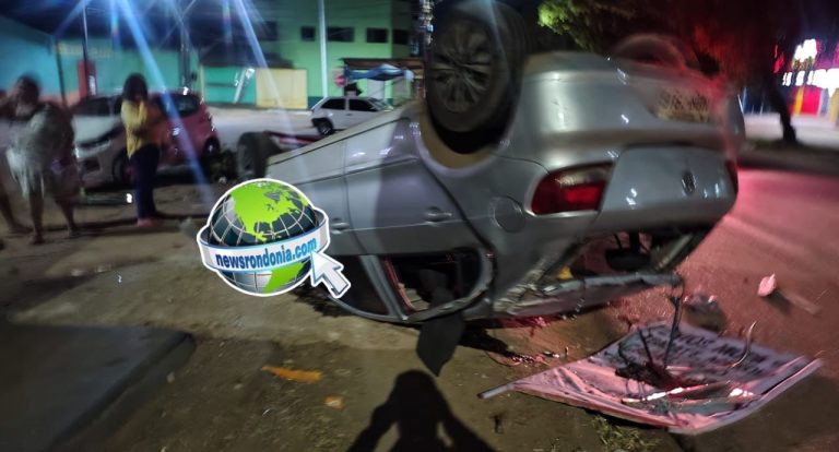Acidente com capotamento deixa dois feridos na Avenida Imigrantes em Porto Velho