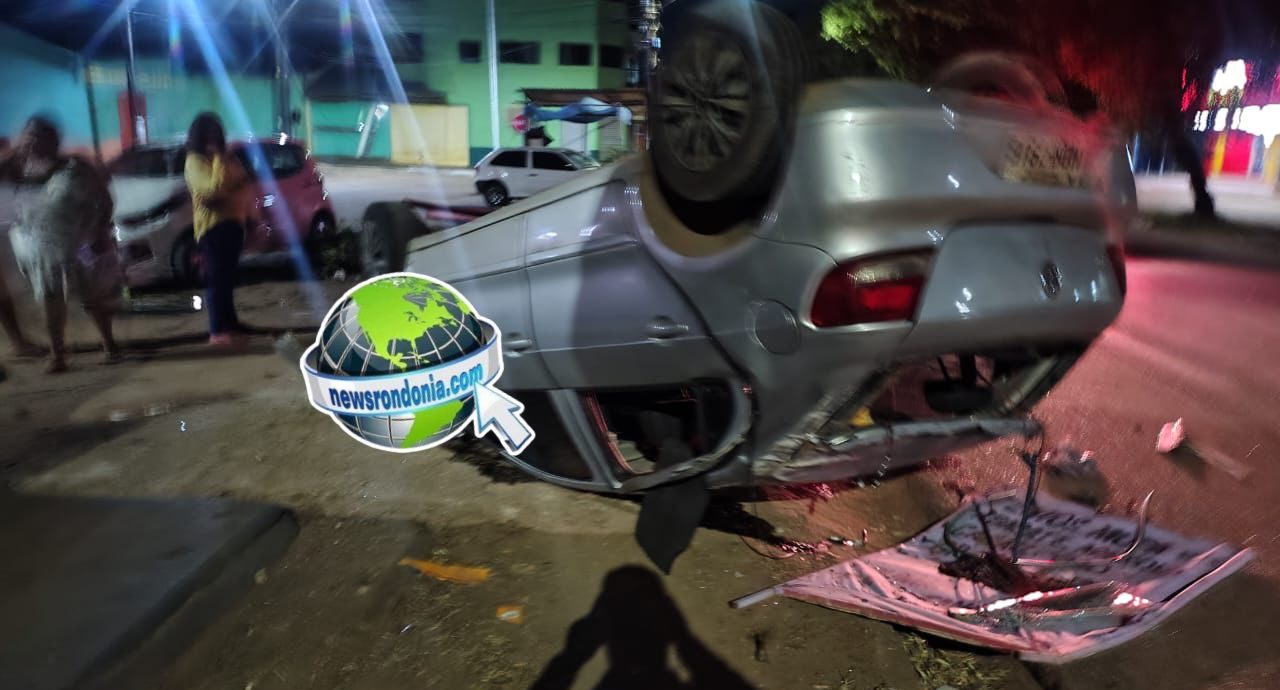 Acidente com capotamento deixa dois feridos na Avenida Imigrantes em Porto Velho