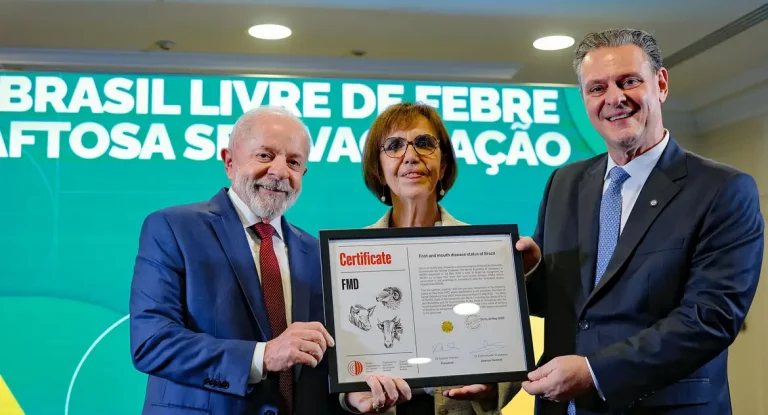 Brasil recebe reconhecimento internacional como livre da febre aftosa sem vacinação, e Lula é homenageado na França