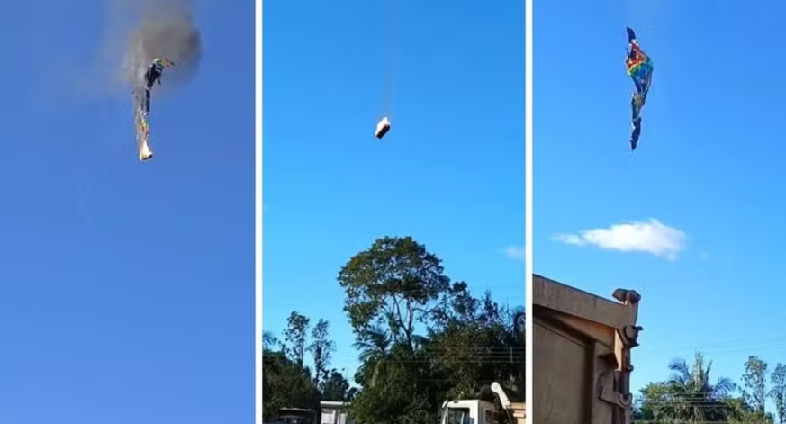 Vídeo mostra pessoas saltando de balão em chamas; acidente resulta em oito mortes