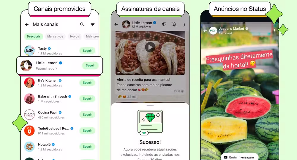 WhatsApp terá anúncios no status e conteúdo pago em canais a partir desta segunda (16)