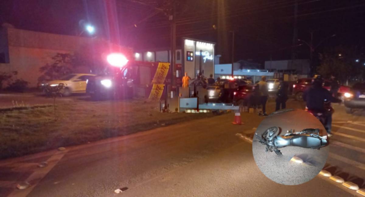 Colisão entre carro e moto deixa motociclista ferido
