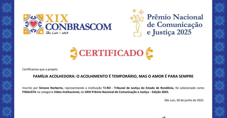 01/07/2025 17:00 Projeto da Justiça de Rondônia é finalista do Prêmio Nacional de Comunicação e Justiça - News Rondônia