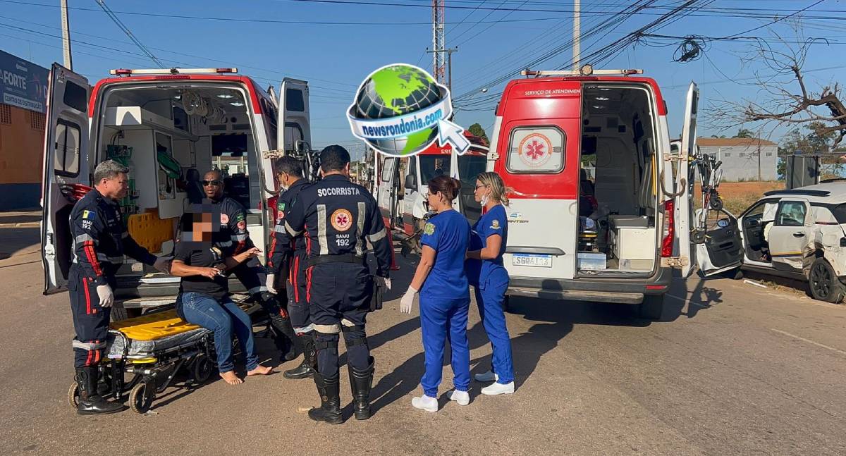 Acidente com Ambulância do Samu deixa acompanhante ferida em Porto Velho
