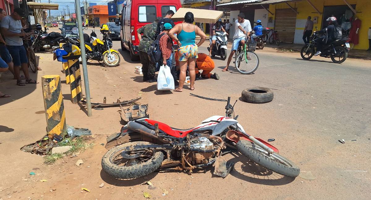 Acidente grave deixa motociclista com fratura exposta em Porto Velho