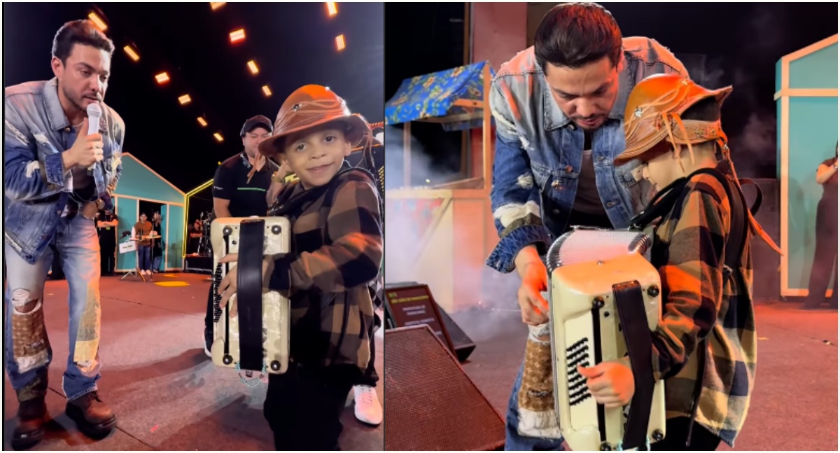 Menininho de 6 anos toca sanfona e encanta Wesley Safadão em show, vídeo
