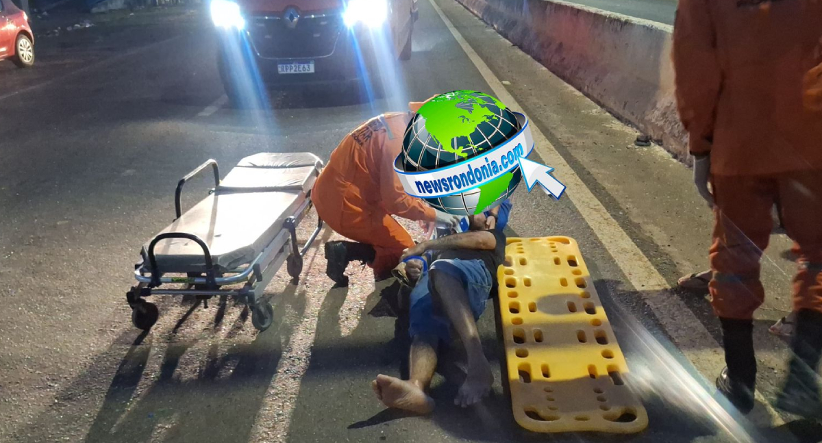 Homem é atingido por caminhonete embaixo de passarela na BR-364