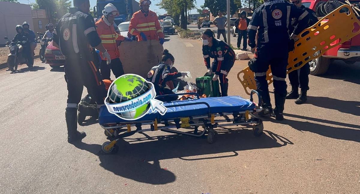 Motociclista fica em estado grave após colisão com carro em Porto Velho