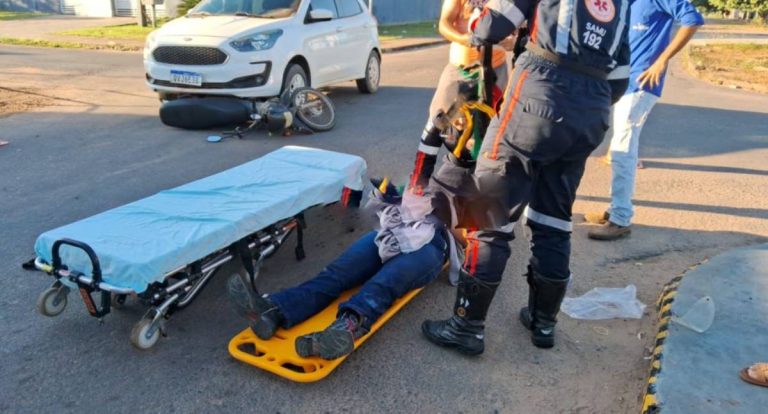 Motociclista fica ferida em colisão no segundo Distrito
