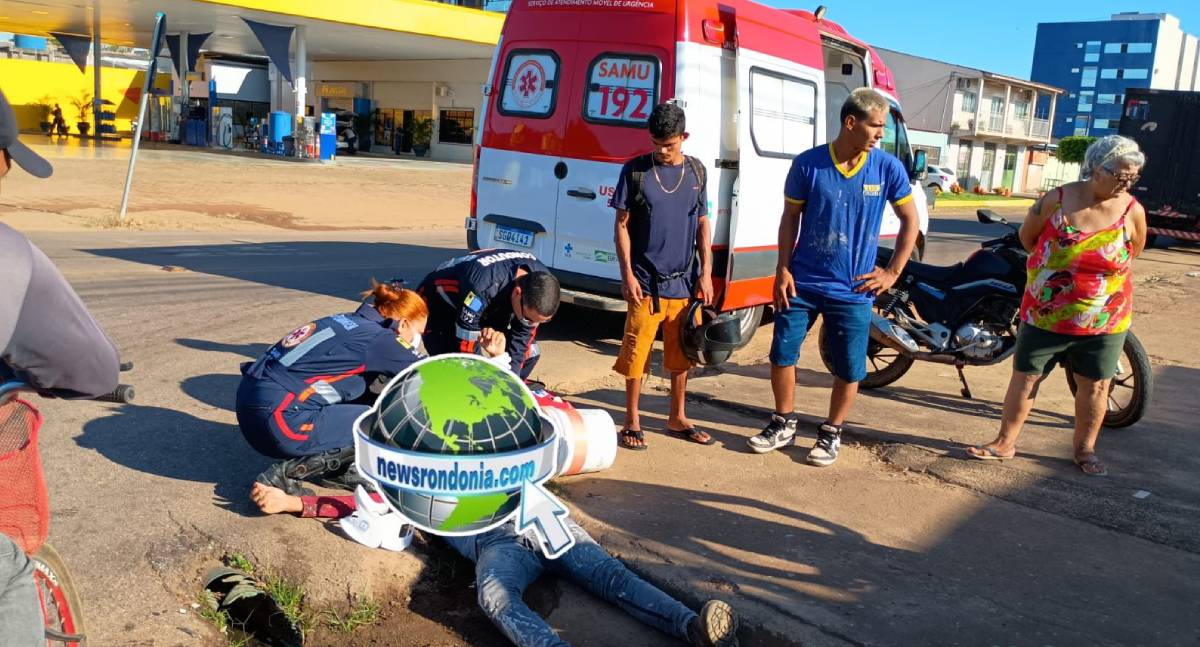Motociclista sofre grave acidente após ser fechado por caminhão na Calama