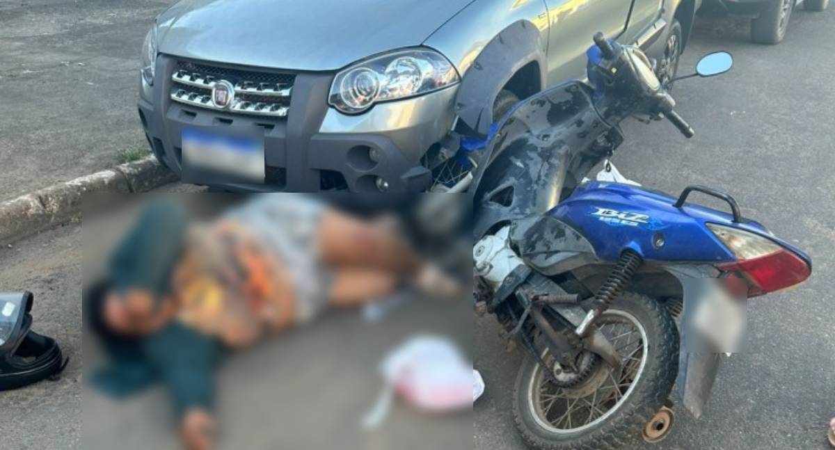 Motoneta colide em veículo estacionado e mulher fica ferida em Jaru