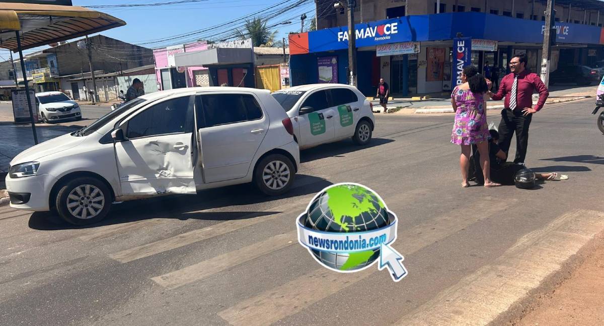 Motorista faz conversão proibida e causa grave acidente com moto aplicativo e passageira