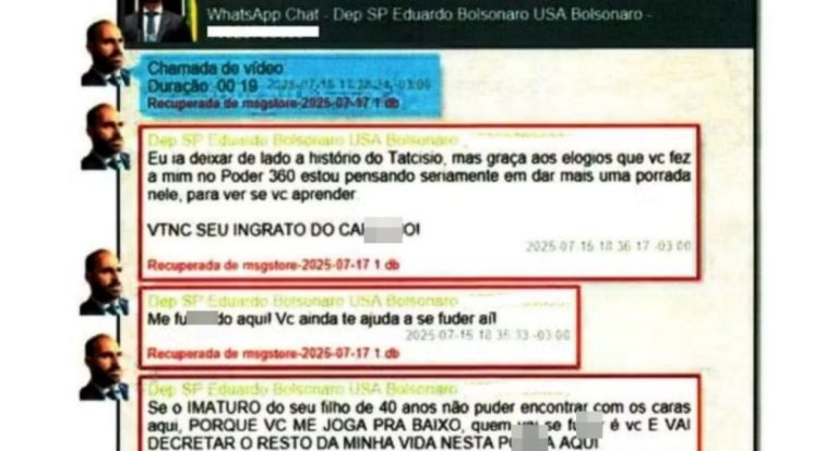 Eduardo Bolsonaro xinga Jair Bolsonaro após entrevista sobre conflito com Tarcísio, mostra relatório da PF - News Rondônia