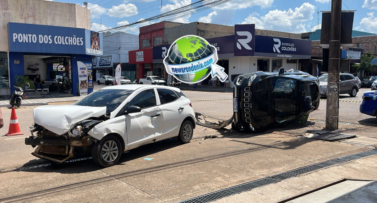 Acidente com capotamento deixa mãe e filha feridas no centro