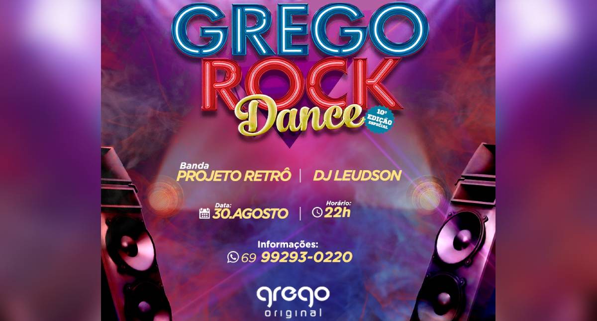 Agenda News: Grego Rock Dance agita Porto Velho com hits das décadas de 70 a 2000 em uma noite de dança, nostalgia e vibração com DJ Leudson e Projeto Retrô